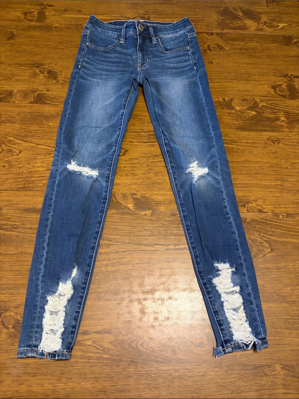 American Eagle Outfitters Dark Blue Distressed Skinny Jeans/ jeggings